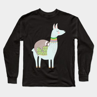 Sloth Ride On A Llama Long Sleeve T-Shirt